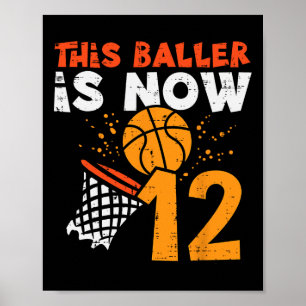 This Ller Is Now 12 Sketll 12th Birthday Bday Boys Poster