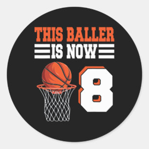 This Ller Is Now 8 Sketll 8th Birthday 8 Years Old Classic Round Sticker