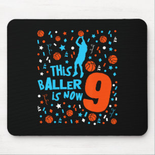 This Ller Is Now 9 - Kids 9th Birthday Sketll Play Mouse Mat