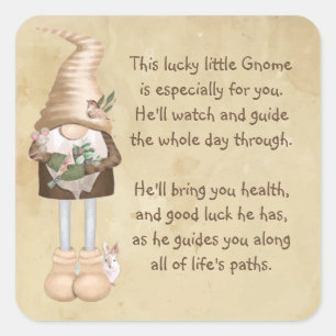  This lucky little Gnome Good luck & Health  Square Sticker