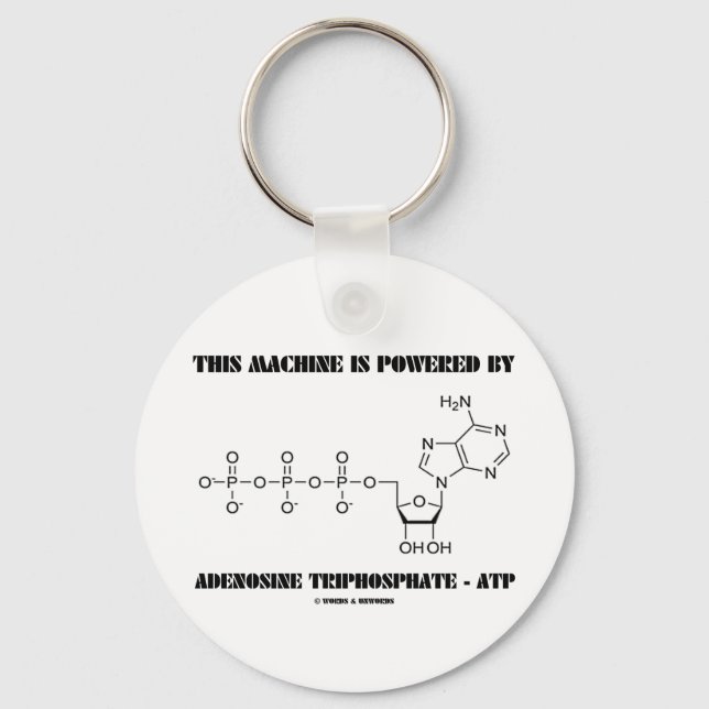 This Machine Is Powered By Adenosine Triphosphate Key Ring (Front)