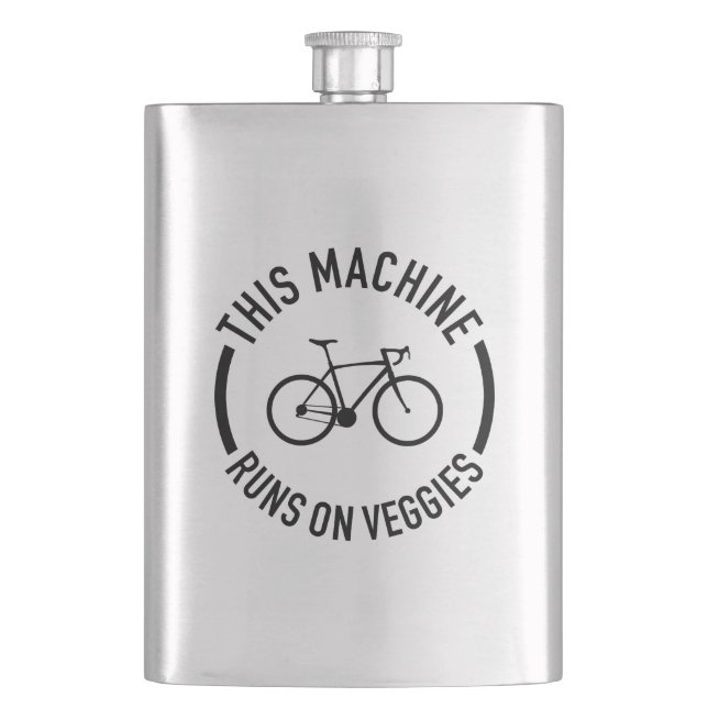 This Machine Runs On Veggies Bicycle Hip Flask (Front)