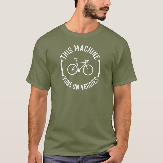 This Machine Runs On Veggies Bicycle T-Shirt (Front)