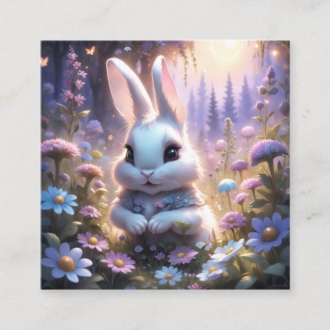 This magical bunny is so adorable, and very sneezy square business card (Front)