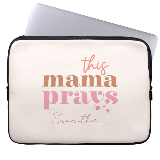 This Mama Prays - Rustic Boho Design Laptop Sleeve (Front)