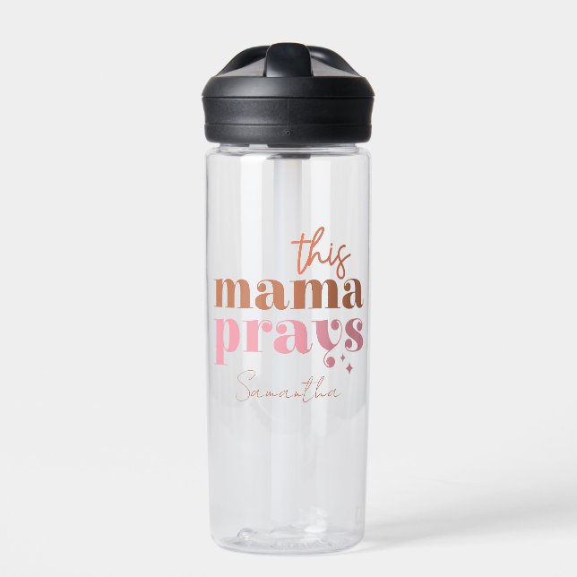 This Mama Prays - Rustic Boho Design Water Bottle (Front)