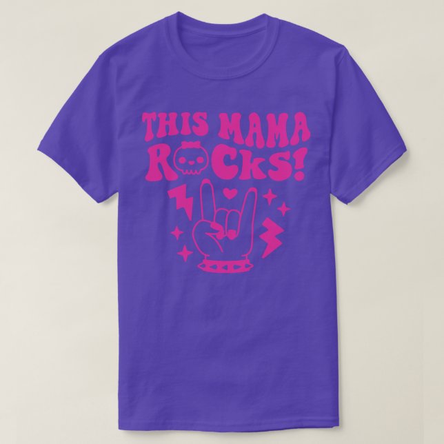 This Mama Rocks Rock And Roll Mum T-Shirt (Design Front)