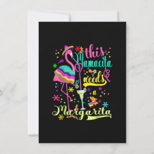 This Mamacita Needs A Margarita Flamingo Funny Cin Invitation