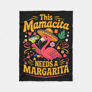 This mamacita needs a margarita funny flamingo fleece blanket