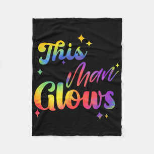 This Man Glows Happy Father's Day Tie Dye Dad Colo Fleece Blanket