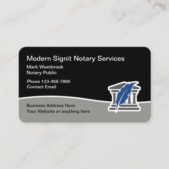 This Modern Notary Services Business Card Design (Front)