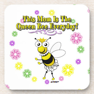This Mom Is The Queen Bee Everyday Bee & Flowers Coaster