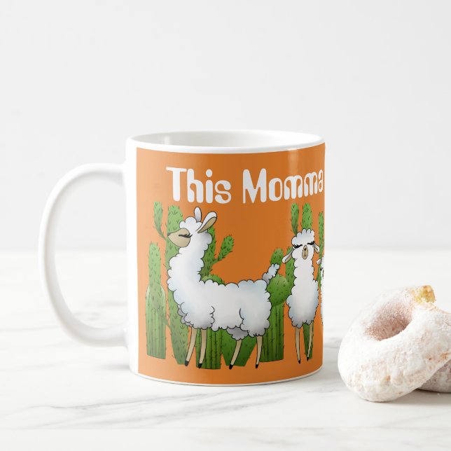 This Momma loves llamas add message mug (With Donut)