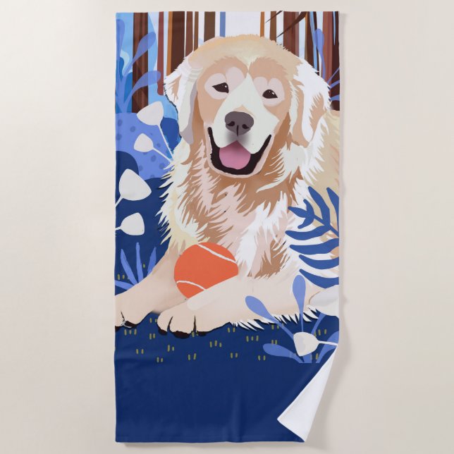 THIS MUCH IS TRUE Golden Retriever beach towel (Front)