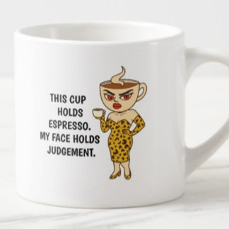 This mug holds espresso. My face holds judgment