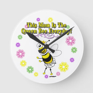 This Mum Is The Queen Bee Everyday Bee Flower Ring Round Clock