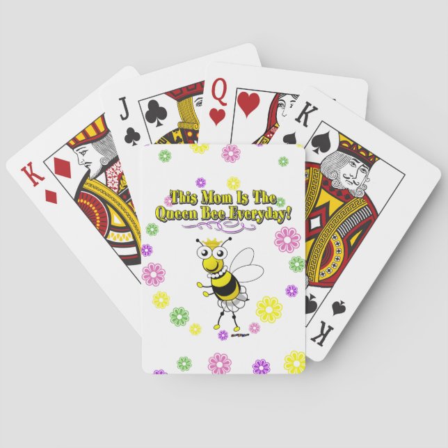 This Mum Is The Queen Bee Everyday Bee & Flowers Playing Cards (Back)