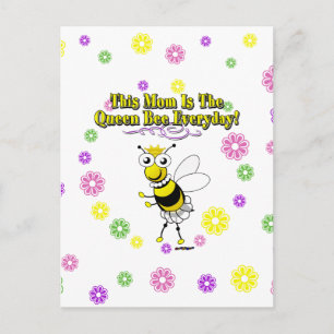 This Mum Is The Queen Bee Everyday Bee & Flowers Postcard