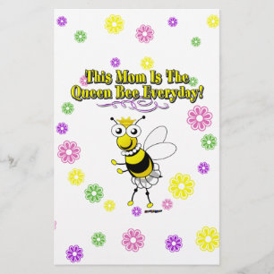 This Mum Is The Queen Bee Everyday Bee & Flowers Stationery