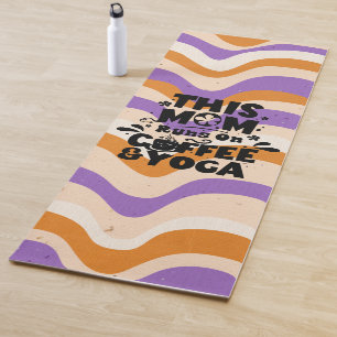 This Mum Runs On Coffee & Yoga Retro Wavy Pattern Mat
