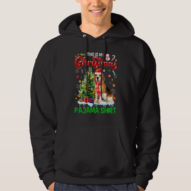 This My Christmas Pajama   Beagle Scarf Santa Xmas Hoodie (Front)