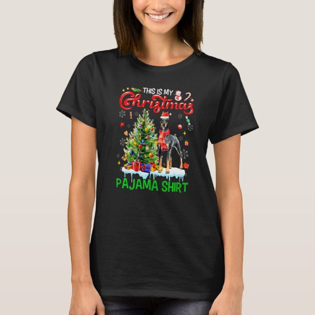 This My Christmas Pajama  Doberman Pinscher Scarf  T-Shirt (Front)