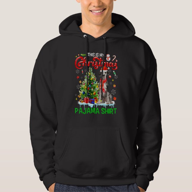 This My Christmas Pajama   Great Dane Scarf Santa  Hoodie (Front)