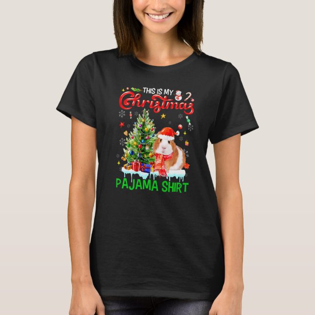This My Christmas Pajama Guinea Pig Scarf Santa Ha T-Shirt (Front)