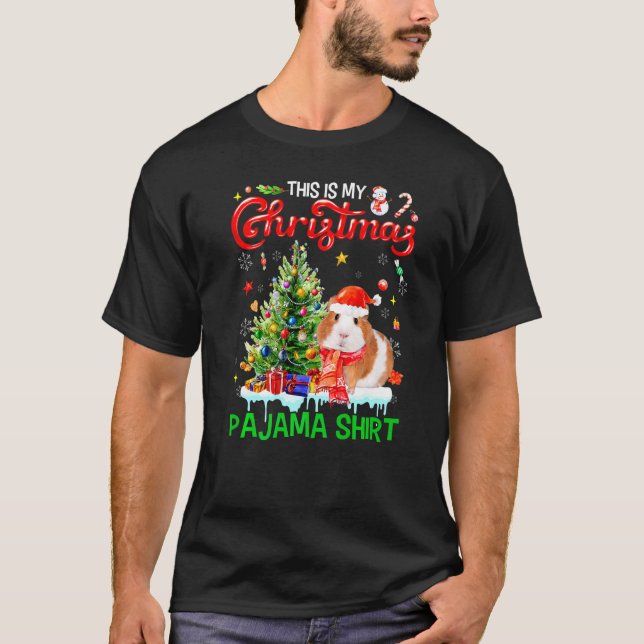 This My Christmas Pajama Guinea Pig Scarf Santa Ha T-Shirt (Front)