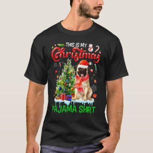 This My Christmas Pajama  Pug Scarf Santa Xmas T-Shirt