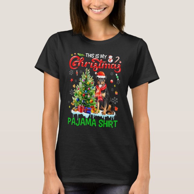 This My Christmas Pajama  Rottweiler Scarf Santa X T-Shirt (Front)