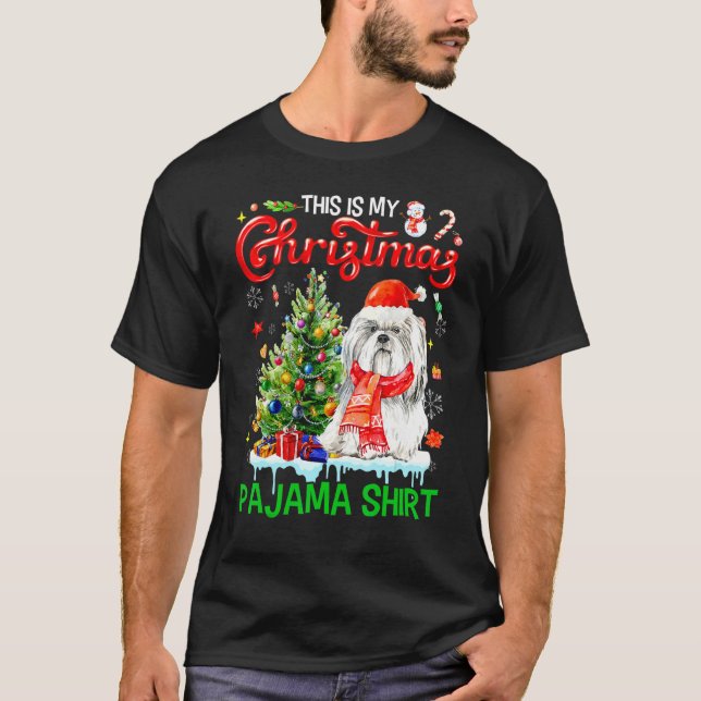 This My Christmas Pajama   Shih Tzu Scarf Santa Xm T-Shirt (Front)