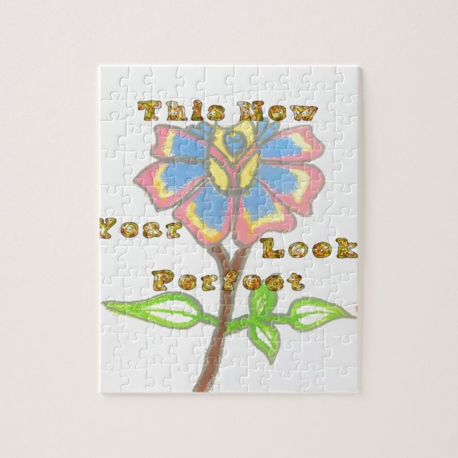 This New Year Looks Perfect Floral Text Art Print Jigsaw Puzzle (Vertical)