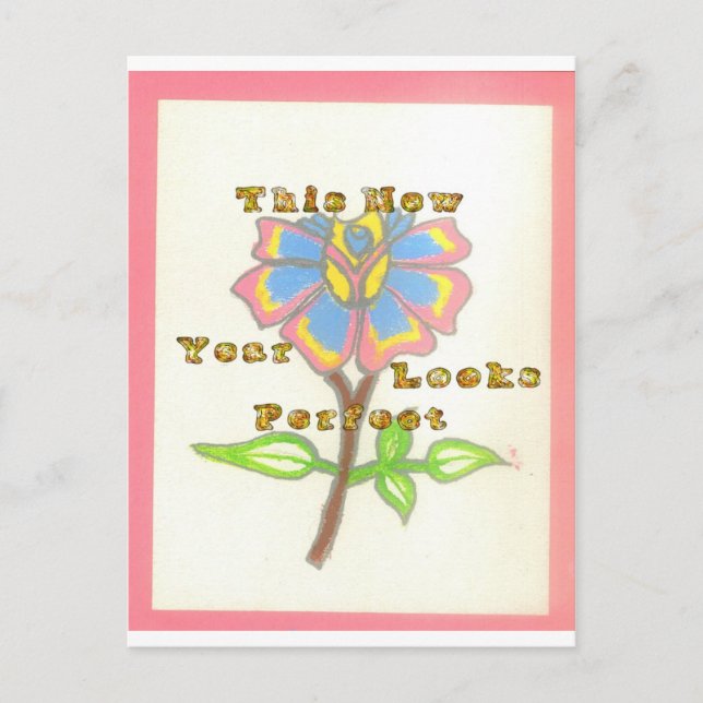 This New Year Looks Perfect Floral Text Art Print Postcard (Front)