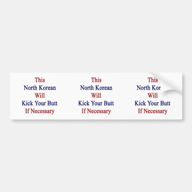 This North Korean Will Kick Your Butt If Necessary Bumper Sticker (Front)
