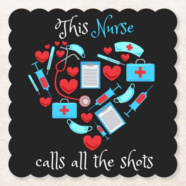 This Nurse Calls All The Shots Paper Coaster (Front)