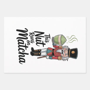 This Nut Runs on Matcha Christmas Nutcracker Wrapping Paper Sheet