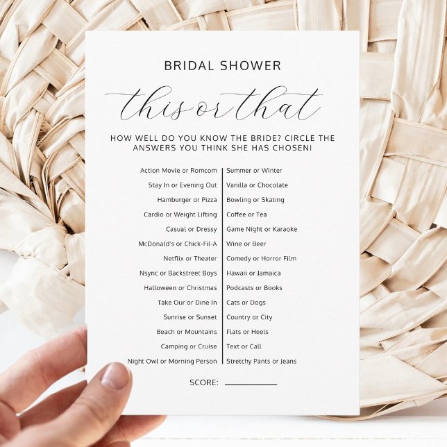 This Or That Bridal Shower Couples Wedding Games Invitation (Creator Uploaded)
