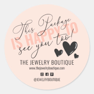 This Package is Happy to See You Too Hearts Etsy C Classic Round Sticker