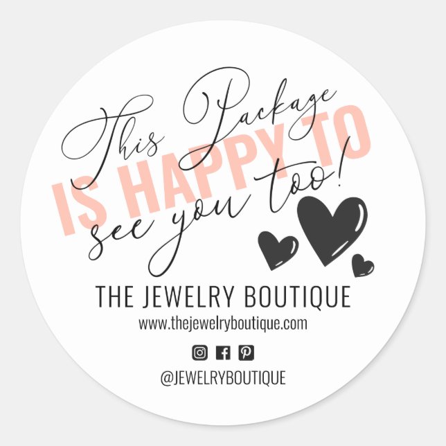 This Package is Happy to See You Too Hearts Etsy Classic Round Sticker (Front)