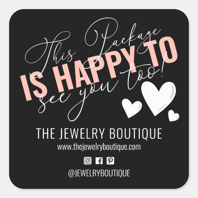 This Package is Happy to See You Too Hearts Etsy S Square Sticker (Front)