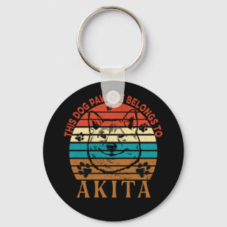This Pawdre Belongs to Akita Inu Dog Dad Funny Key Ring
