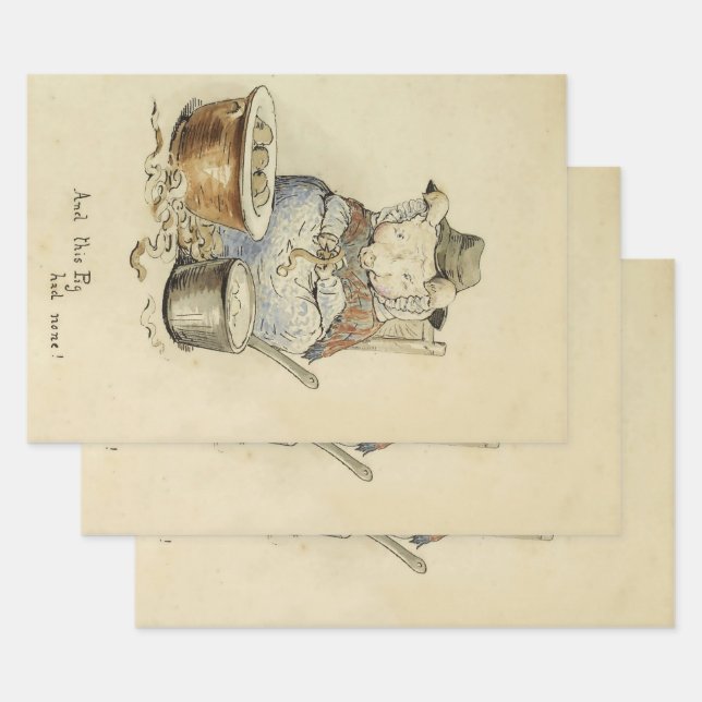 This Pig Had None by Beatrix Potter Wrapping Paper Sheet (Set)