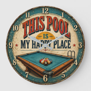 This Pool Is My Happy Place  Large Clock