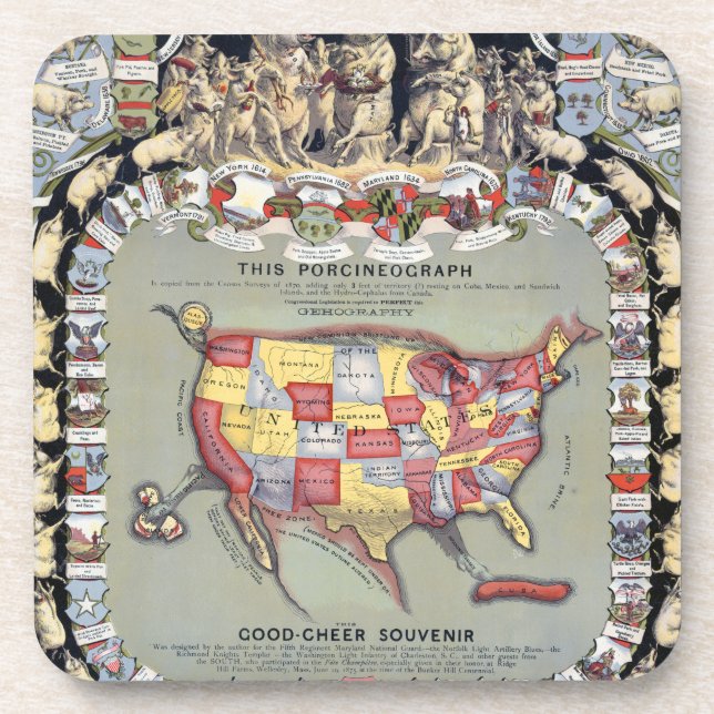 THIS PORCINEOGRAPH, c1876 Coaster (Front)