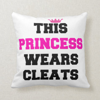 This princess wears cleats throw pillow