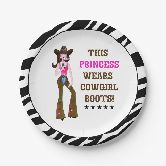 This Princess Wears Cowgirl Boots! Paper Plate (Front)
