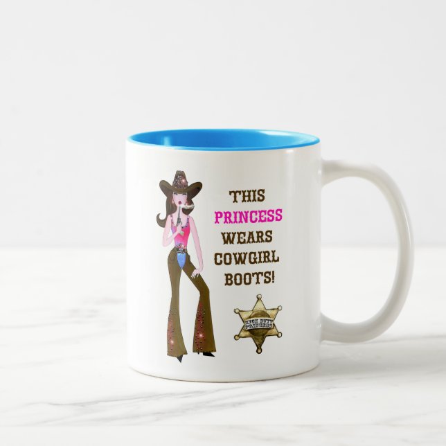This Princess Wears Cowgirl Boots! Two-Tone Coffee Mug (Right)