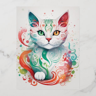 This print is a beautiful and detailed illustratio foil holiday postcard