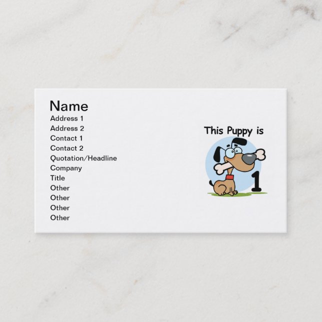 This Puppy 1st Birthday T shirts and Gifts Business Card (Front)